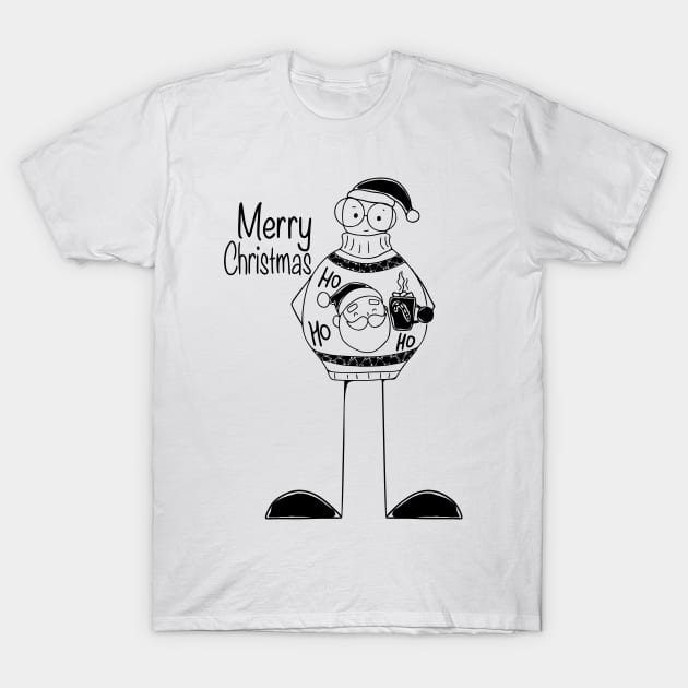 Ho Ho Ho christmas minimalist line art T-Shirt by JindaibrahimArt